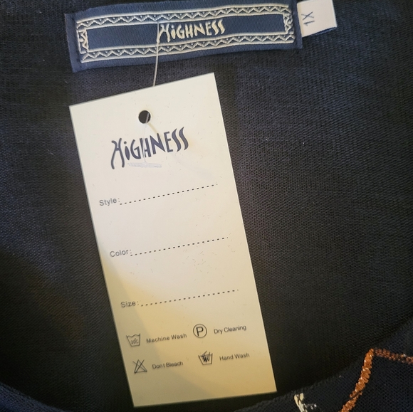 156B. NWT Highness Floral Embroidered Navy Blue Top/Dress - Size XL - Picture 6 of 7